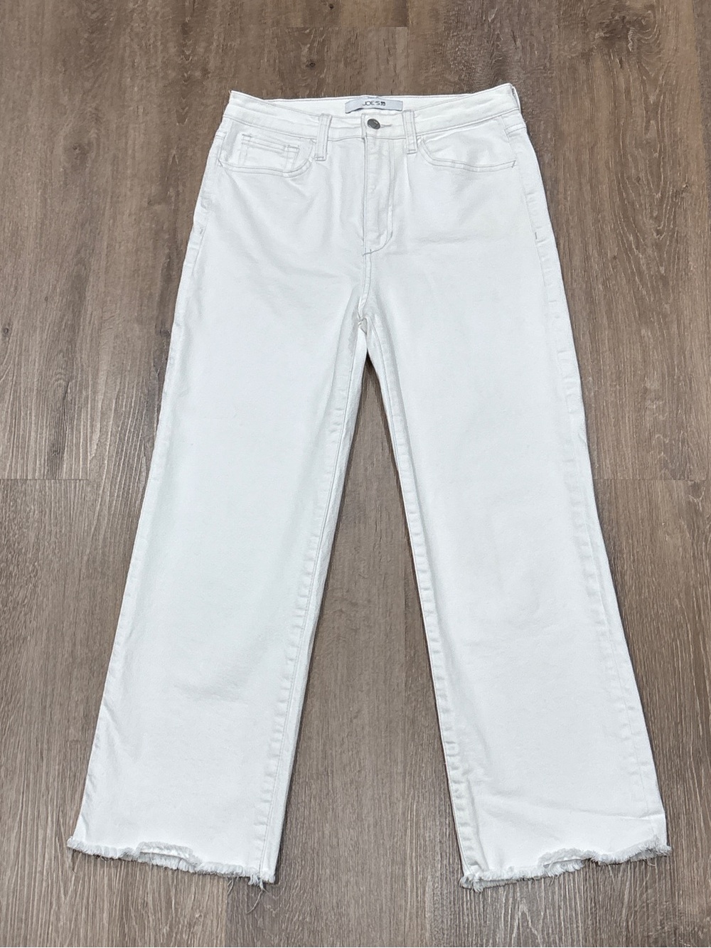 Joe's Jeans White The Blake High Rise Crop Wide Leg Raw Hem Jeans 27